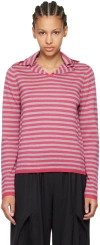 COMME DES GARCONS GIRL PINK & GRAY STRIPED SWEATER