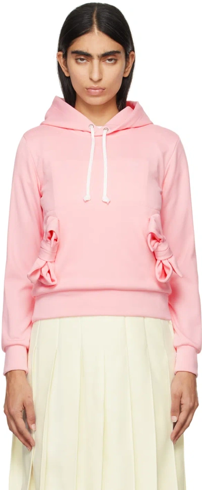 Comme Des Garcons Girl Pink Polyester Jersey Bow Hoodie In 2 Pink