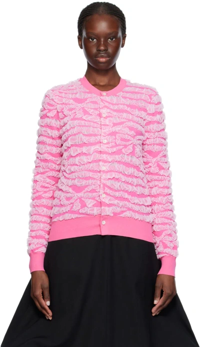 Comme Des Garcons Girl Pink Ruched Cardigan In 2 Pink