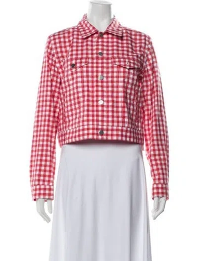 Pre-owned Comme Des Garçons Girl Plaid Print Denim Jacket In Red