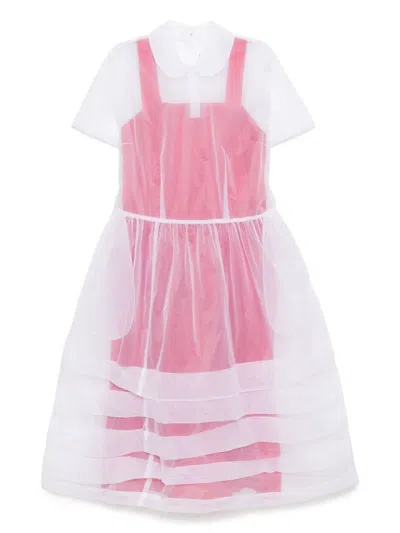 Comme Des Garcons Girl Pleat-tuck Overlay Dress In White