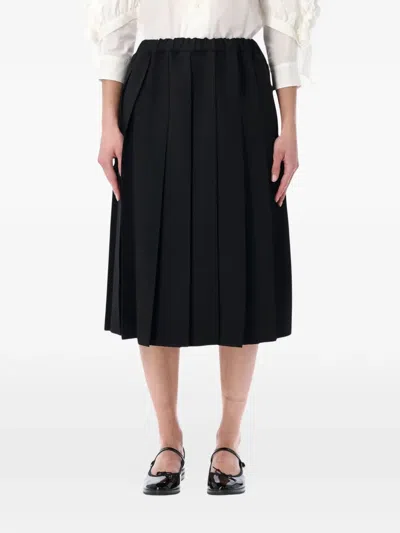 Comme Des Garcons Girl Pleated Midi Skirt In Black