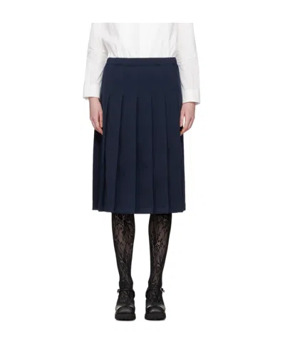 Comme Des Garçons Girl Pleated Midi Skirt In Blue