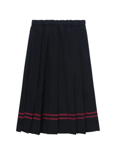 Comme Des Garcons Girl Pleated Midi Skirt In Blue