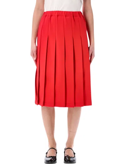 Comme Des Garçons Girl Pleated Midi Skirt In Red