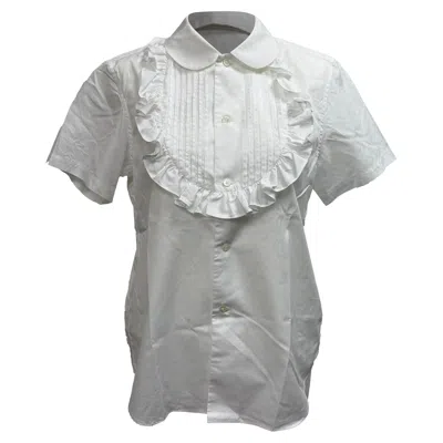 Comme Des Garçons Girl Pleated Ruffled Poplin Shirt In White Cotton In Gray