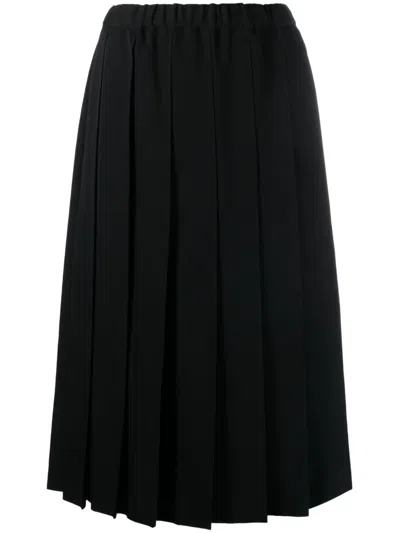 Comme Des Garcons Girl Pleated Midi Skirt In Black