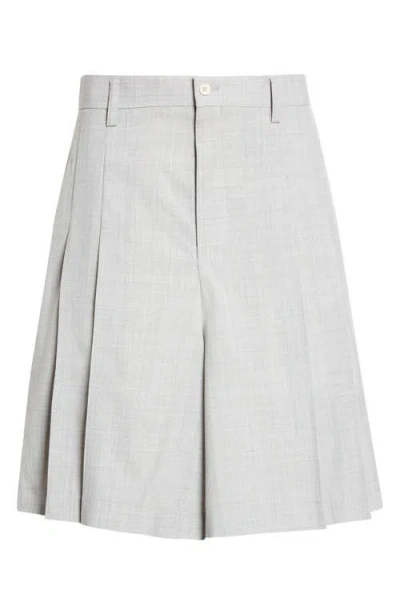 Comme Des Garcons Girl Comme Des Garçons Girl Pleated Yarn Dyed Tropical Wool Shorts In Gray