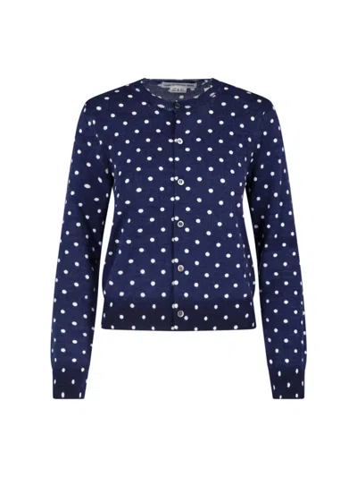 Comme Des Garcons Girl Polka Dot Cardigan In Blue