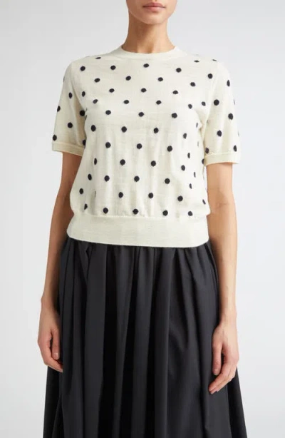 Comme Des Garcons Girl Comme Des Garçons Girl Polka Dot Intarsia Wool Sweater In Black
