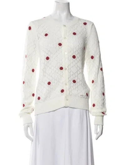 Pre-owned Comme Des Garçons Girl Polka Dot Print Crew Neck Sweater In White