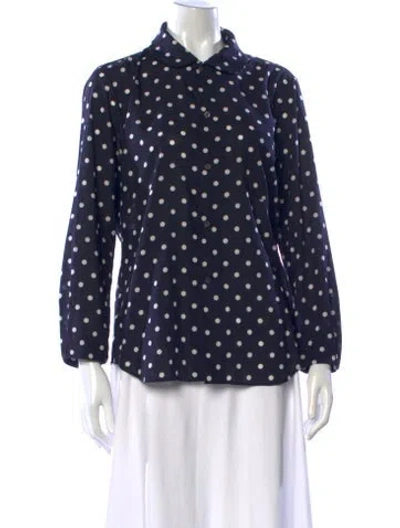 Pre-owned Comme Des Garçons Girl Polka Dot Print Long Sleeve Blouse In Blue