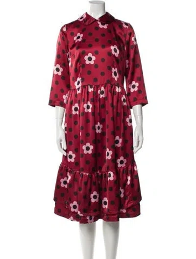 Pre-owned Comme Des Garçons Girl Polka Dot Print Midi Length Dress In Red