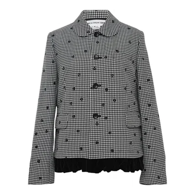 Comme Des Garcons Girl Polka Dot Notched Collar Jacket In Gray