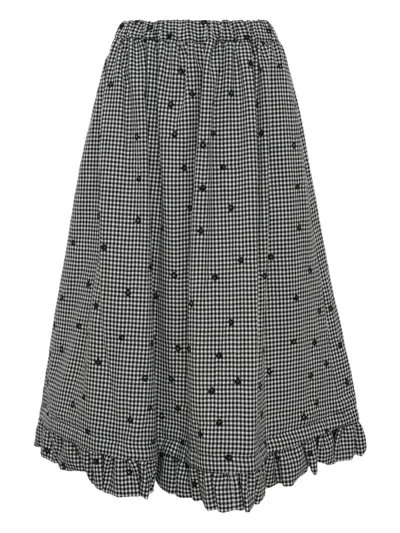 Comme Des Garcons Girl Polka-dot Ruffled Midi Skirt In Gray