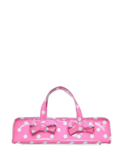 Comme Des Garcons Girl Polka-dot Bow-detail Clutch Bag In Pink