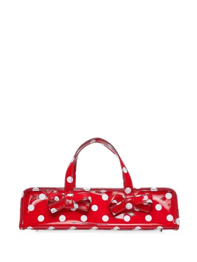 Comme Des Garcons Girl Polka-dot Bow-detail Tote Bag In Red