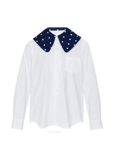 Comme Des Garcons Girl Polka-dot Collar Shirt In White