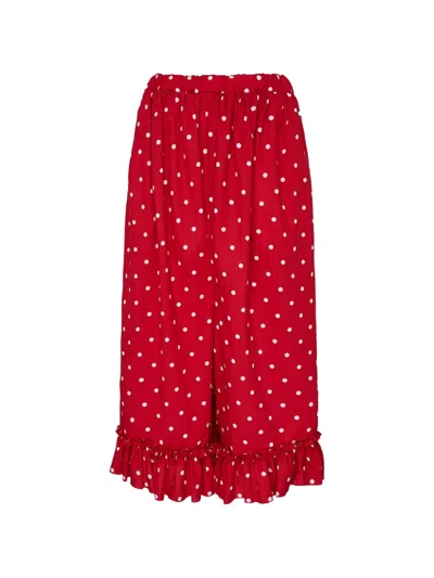 Comme Des Garcons Girl Polka-dot Ruffled Trousers In Red