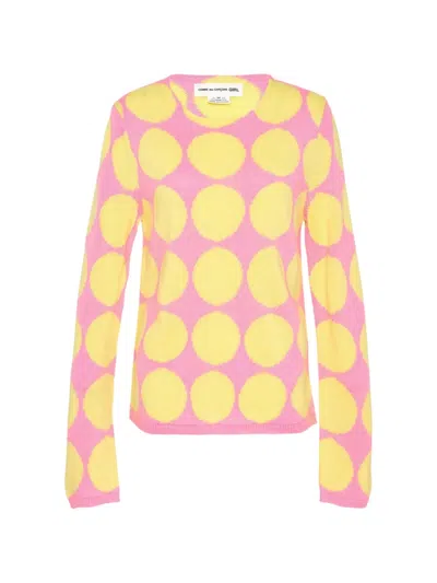 Comme Des Garcons Girl Polka-dot Sweater In Pink