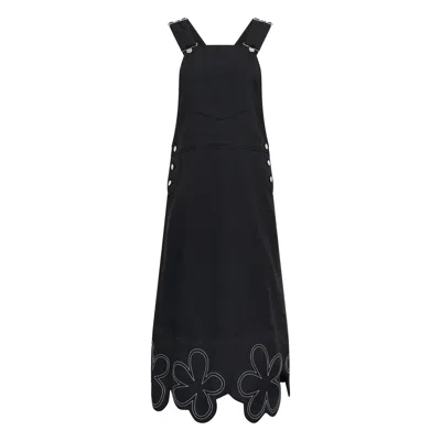 Comme Des Garcons Girl Polyester Gabardine Stitch Work Pinafore In Black