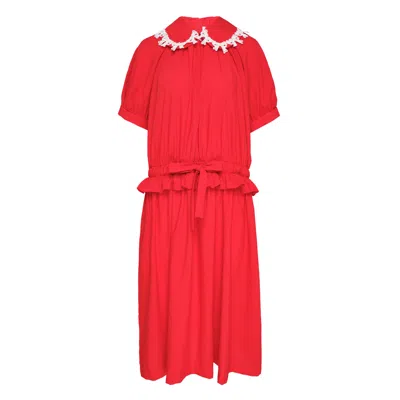 Comme Des Garcons Girl Polyester Spun Broad Dress In Red