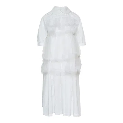 Comme Des Garcons Girl Polyester Thick Spun Broad Dress In White