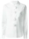 Comme Des Garcons Girl Pom Pom Button Shirt In White