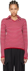 COMME DES GARCONS GIRL RED & GRAY STRIPED SWEATER