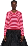 COMME DES GARCONS GIRL RED & PINK STRIPED SWEATER