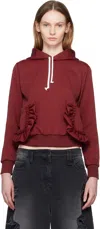 Comme Des Garcons Girl Red Pocket Hoodie In Burgundy