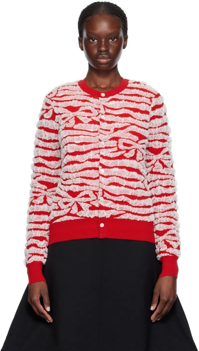 Comme Des Garcons Girl Red Ruched Cardigan In 1 Red
