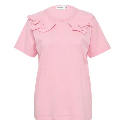 Comme Des Garcons Girl Ribbon Appliqued T-shirt In Pink