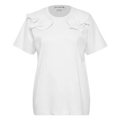 Comme Des Garcons Girl Ribbon Appliqued T-shirt In White