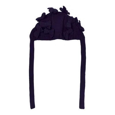 Comme Des Garcons Girl Ribbon Decorated Mohair Cap In Blue