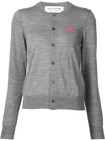 Comme Des Garcons Girl Ribbon Detail Cardigan In Gray