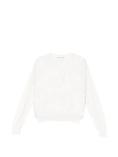 Comme Des Garcons Girl Ribbon-design Ruffle Cardigan In White