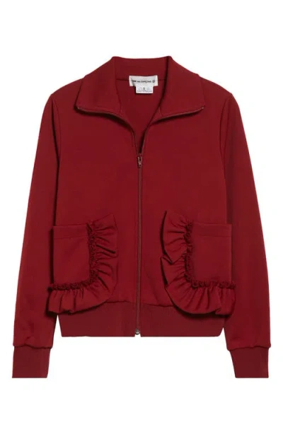 Comme Des Garcons Girl Comme Des Garçons Girl Ruffle Pocket Full Zip Jersey Jacket In Brown