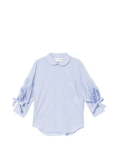 Comme Des Garcons Girl Ruffle Ribbon Shirt In Blue