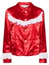Comme Des Garcons Girl Ruffled-appliqué Satin Jacket In Red