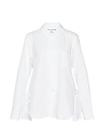 Comme Des Garcons Girl Ruffled Cotton Shirt In White