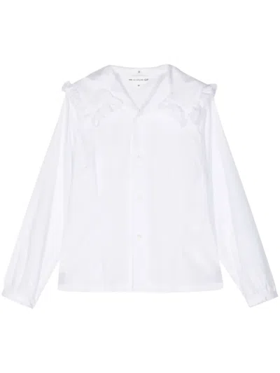 Comme Des Garcons Girl Pleated Ruffled Cotton-poplin Shirt In White