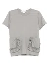 Comme Des Garcons Girl Ruffled-pocket T-shirt In Gray