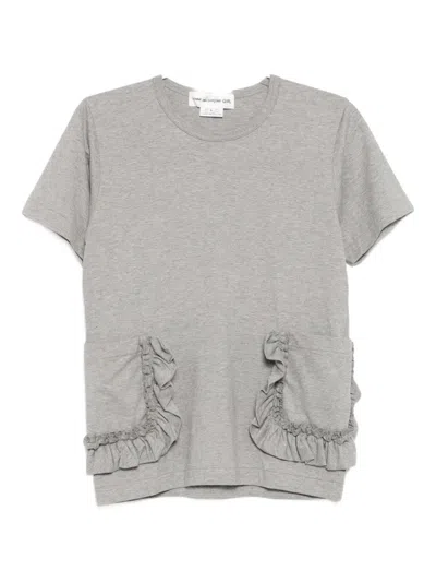 Comme Des Garcons Girl Ruffled-pocket T-shirt In Gray