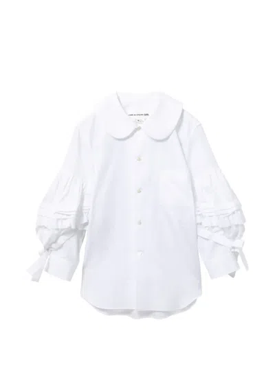 Comme Des Garcons Girl Ruffled Sleeve Shirt In White