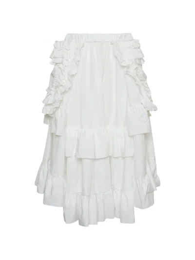 Comme Des Garcons Girl Ruffled Tiered Midi Skirt In White