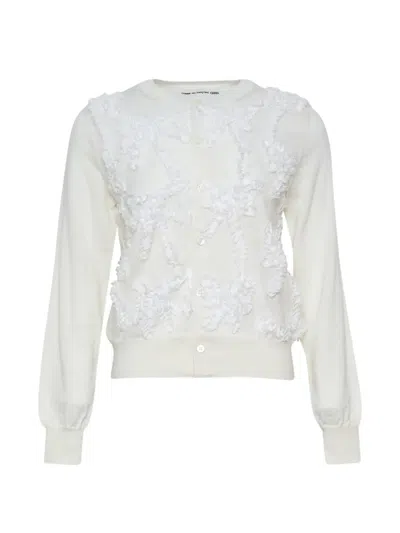 Comme Des Garcons Girl Ruffled Wool Cardigan In Blue