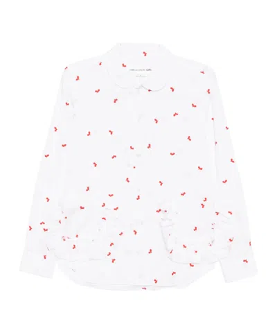 Comme Des Garçons Girl Ruffled-pocket Buttoned Shirt In White