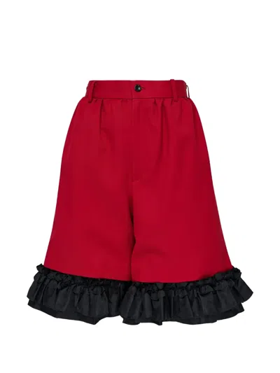Comme Des Garcons Girl Ruffle-trimmed Shorts In Red