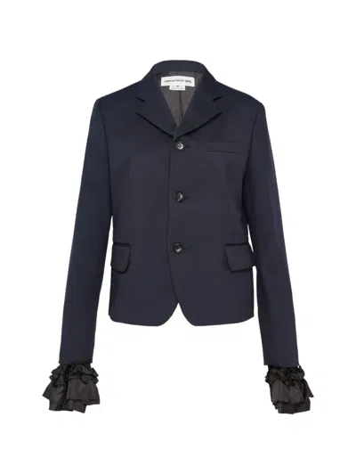 Comme Des Garcons Girl Ruffle-trimmed Tailored Blazer In Blue